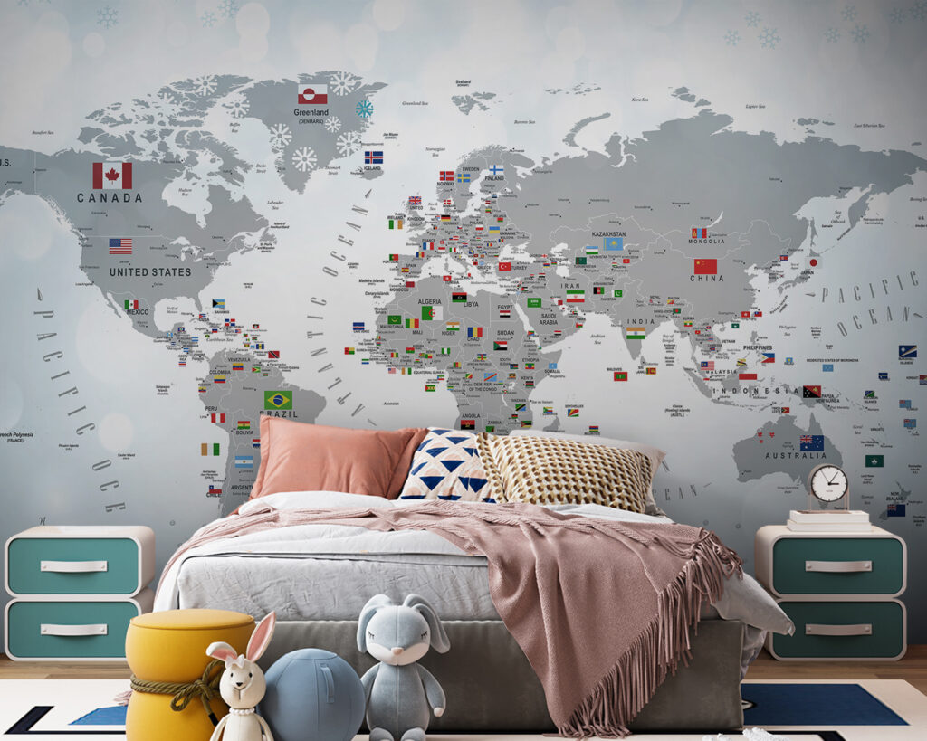 Weltkarte voller Fähnchen — Interieur 9