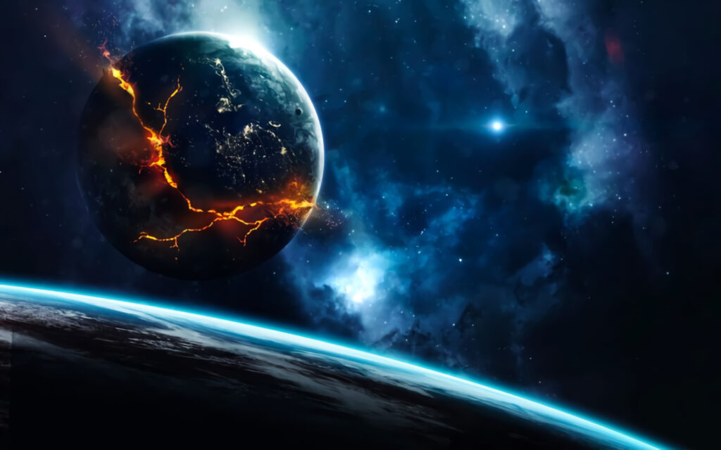 Planet mit Rissen — ganzes Design