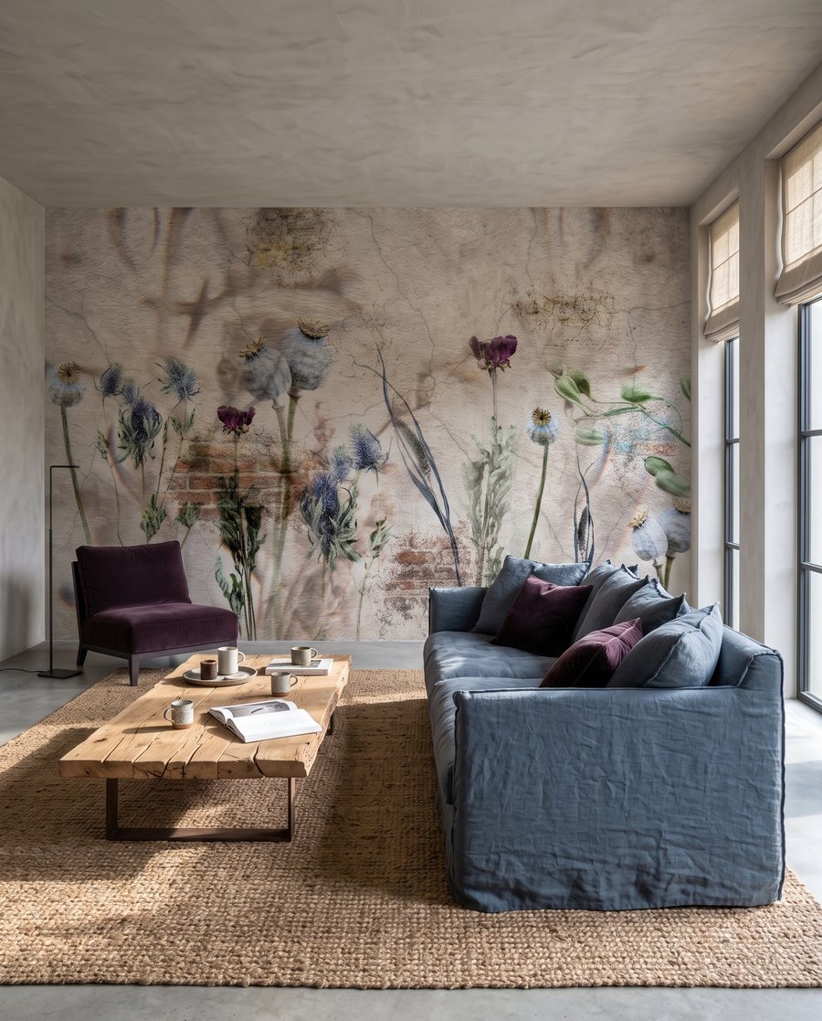 Disteln vor verwittertem Backstein — Interieur 4