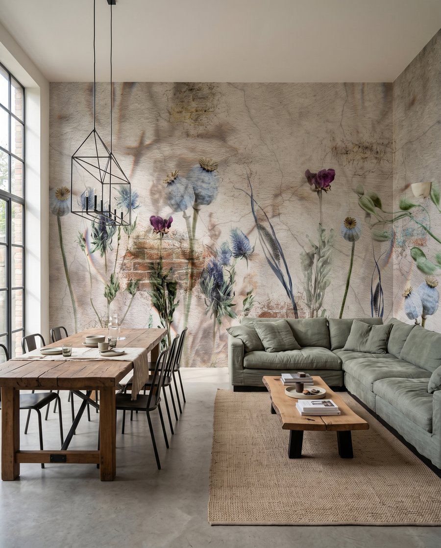 Disteln vor verwittertem Backstein — Interieur 5