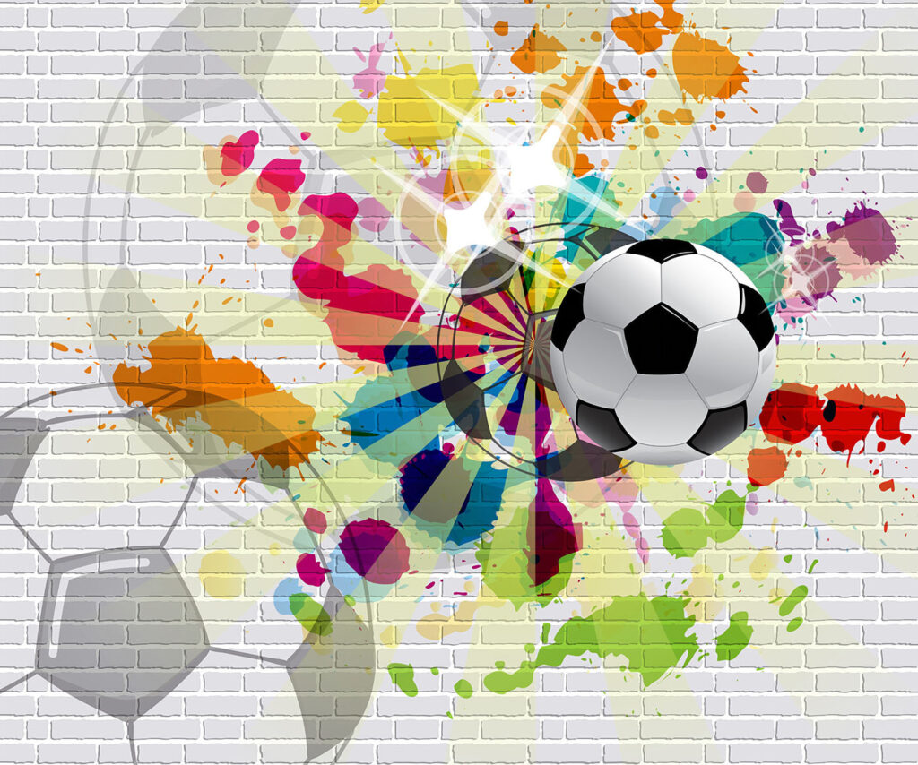 Fußball mit Farbspritzern — ganzes Design