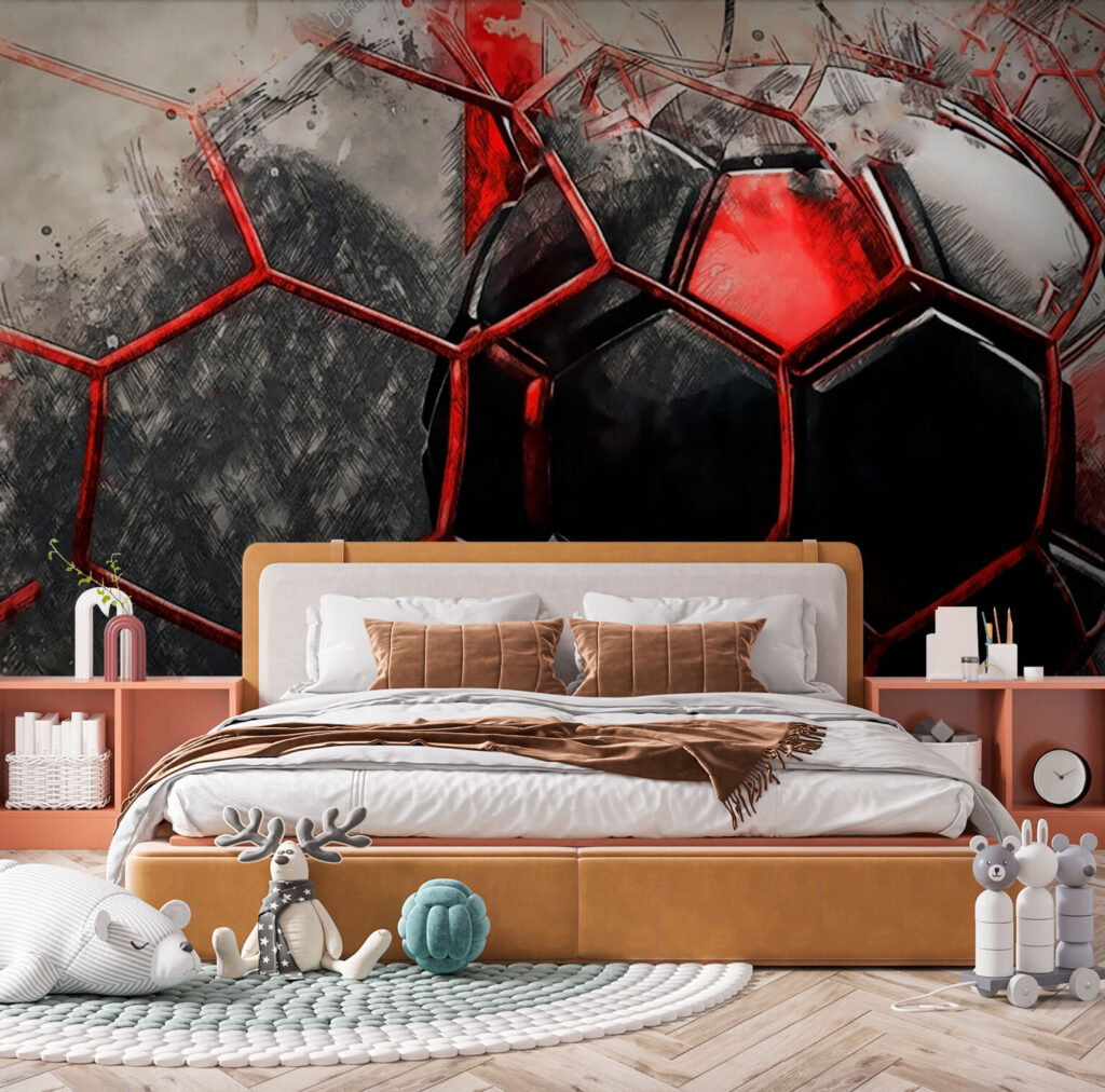 Roter Ball im Netz in einem Interieur