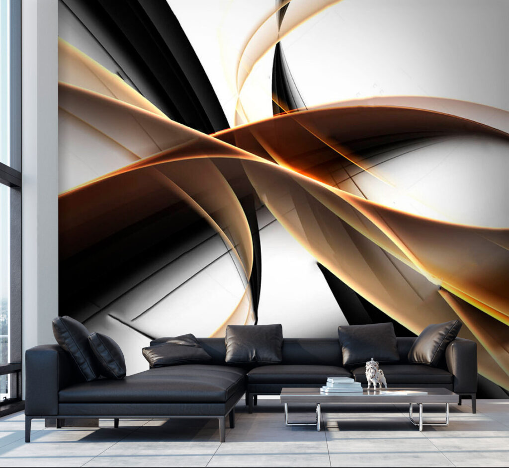 Goldene Bögen auf Schwarz in einem Interieur