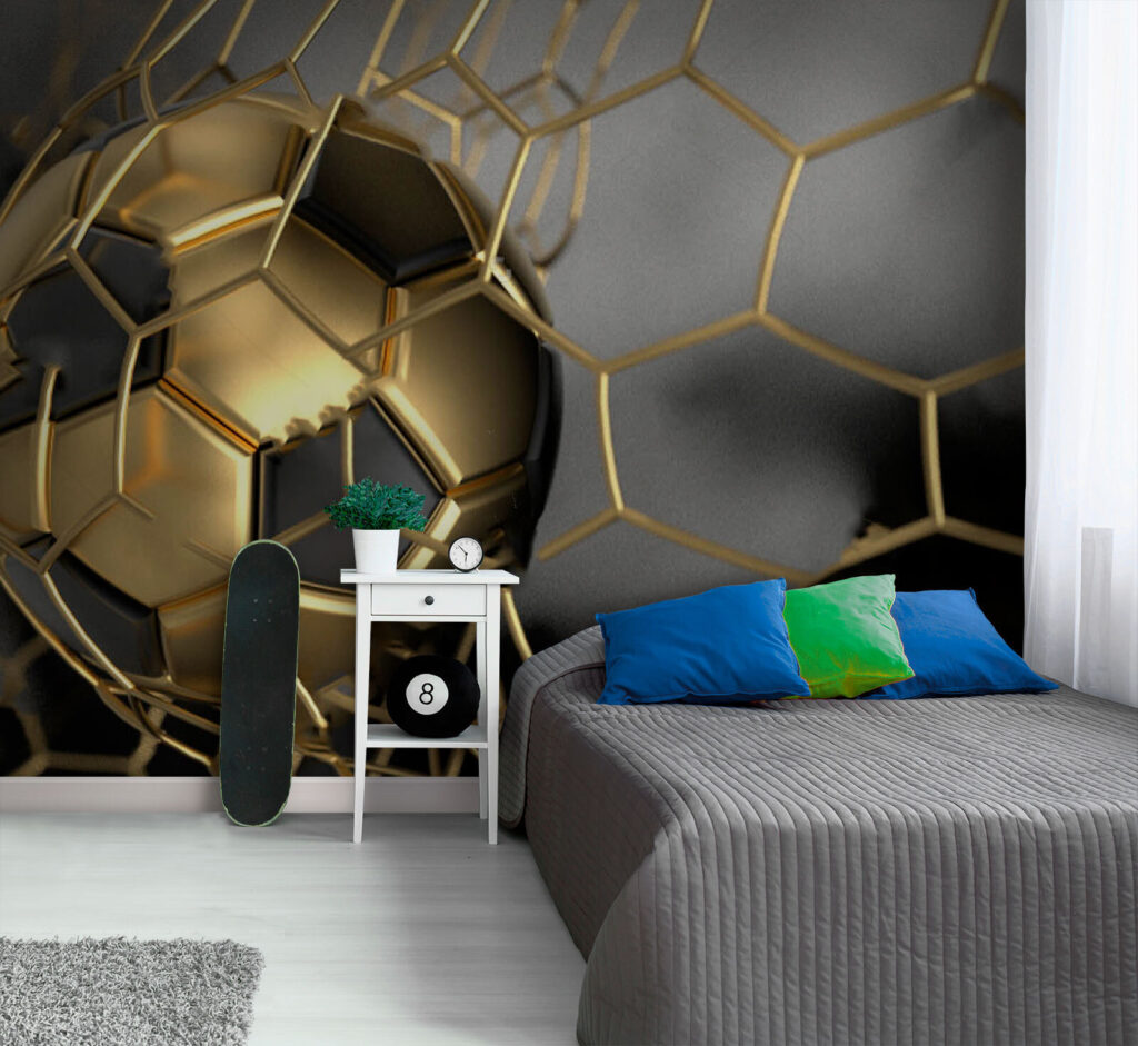 Goldener Ball in Bewegung in einem Interieur
