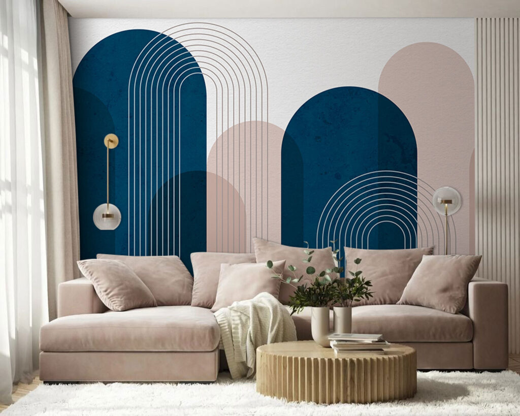 Bögen hinter feinen Linien in einem Interieur