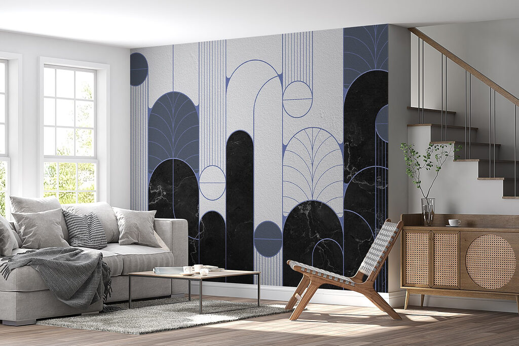 Bögen, Kreise und Blattlinien in einem Interieur
