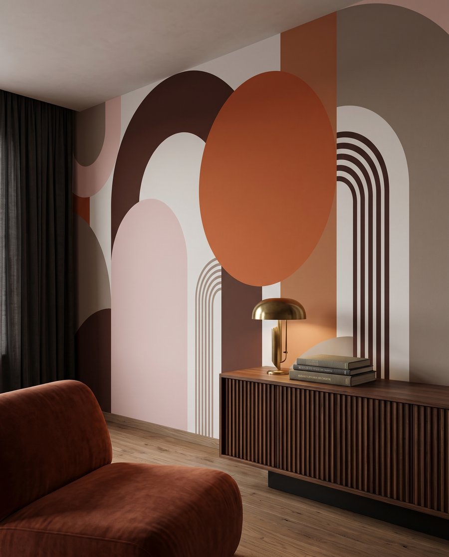 Warme Bögen mit Rillen in einem Interieur