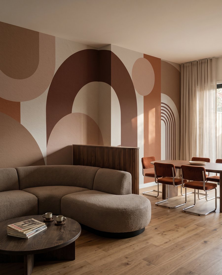 Warme Bögen mit Rillen in einem Interieur
