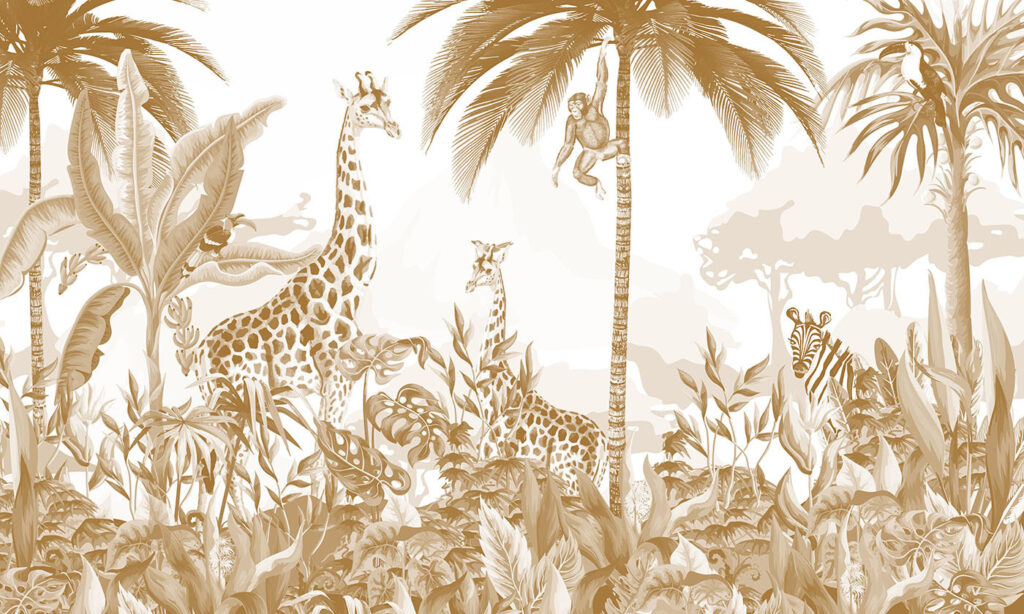 Giraffen in Goldgrün — ganzes Design