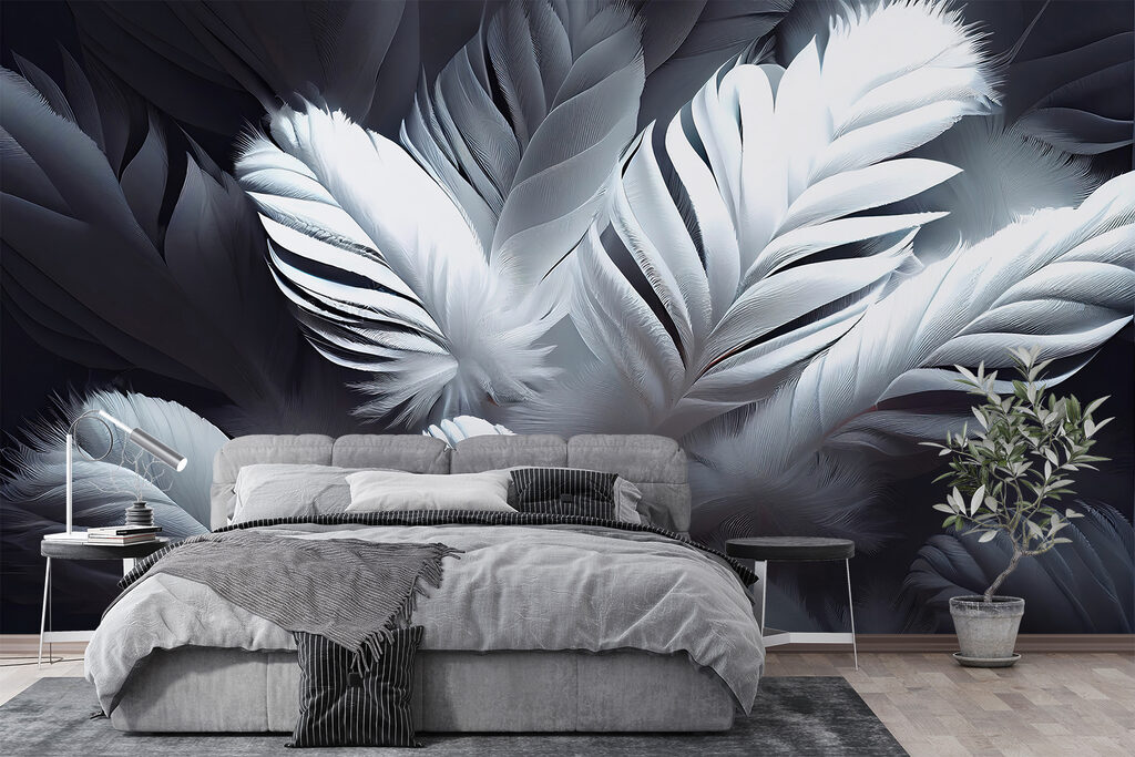 Weiße Federn auf Dunkelblau — Interieur 5
