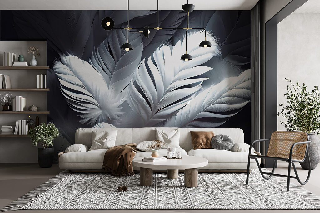 Weiße Federn auf Dunkelblau — Interieur 7
