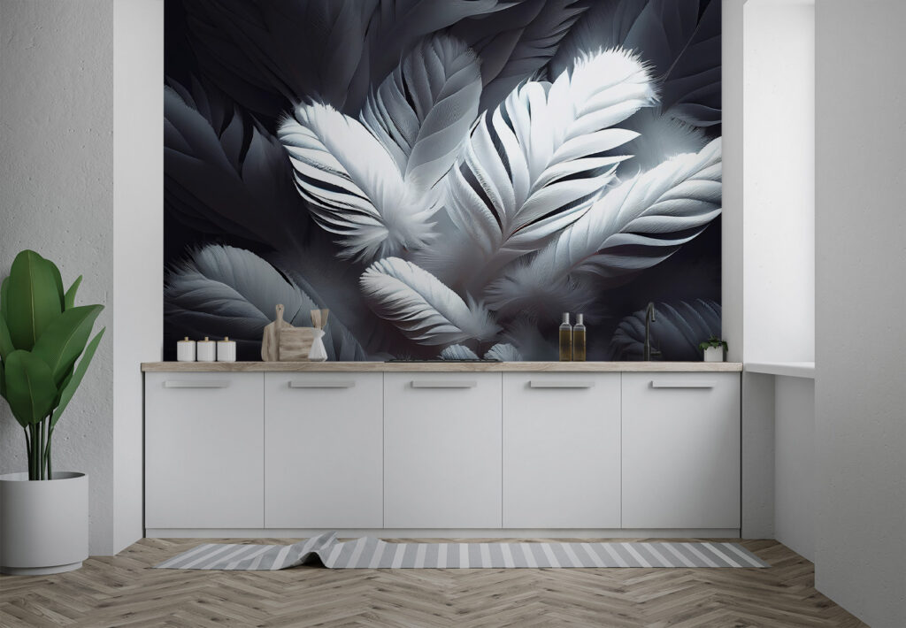 Weiße Federn auf Dunkelblau — Interieur 2