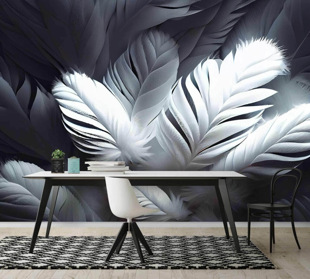 Weiße Federn auf Dunkelblau — Interieur 3