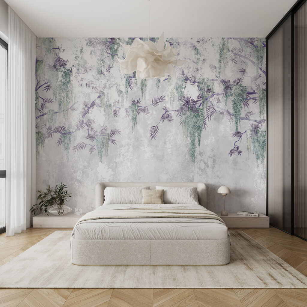 Hängende Blütenzweige in einem Interieur
