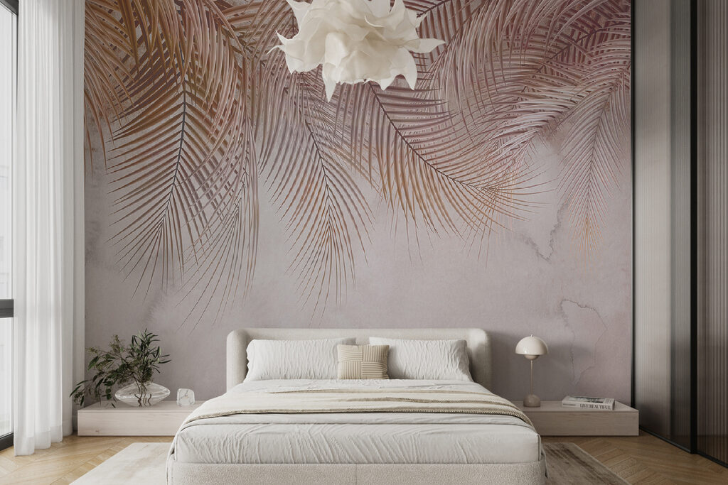 Hängende Wedel in Warmrosa in einem Interieur