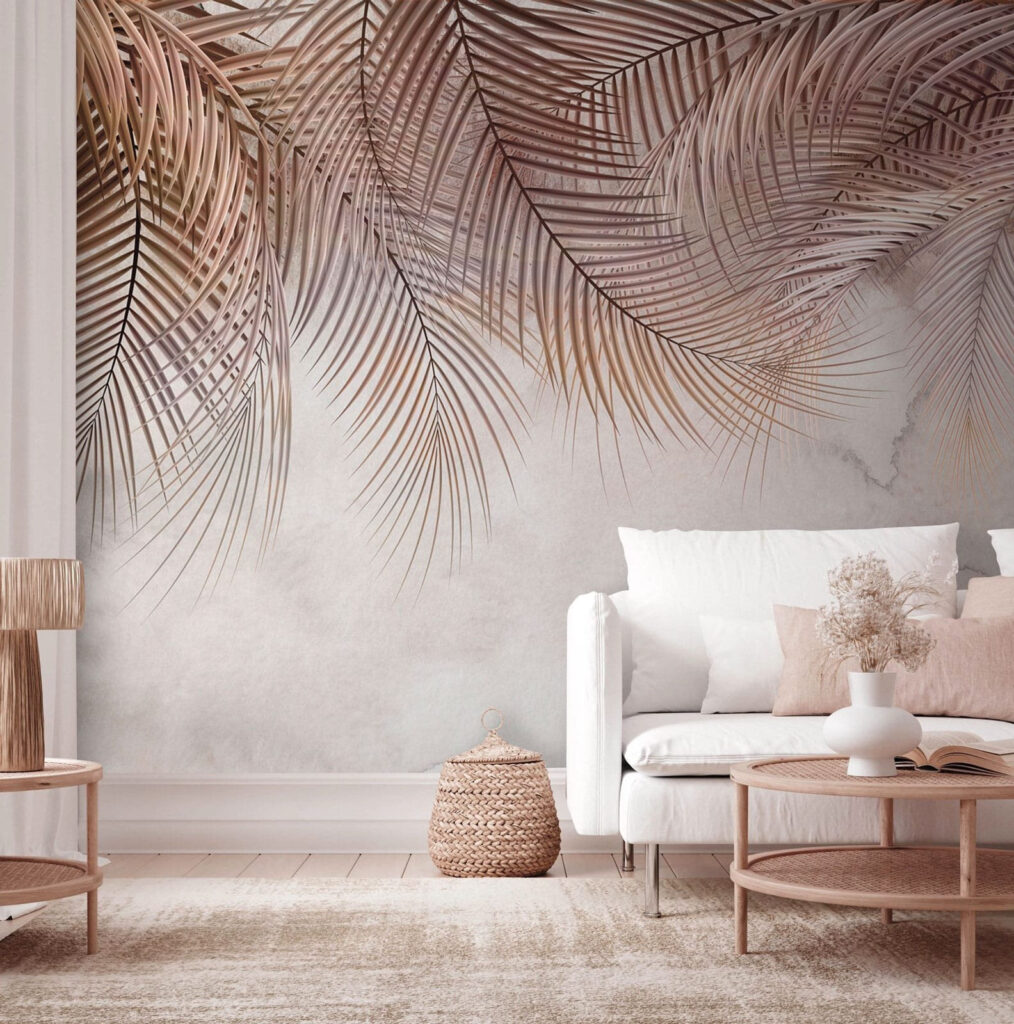 Hängende Wedel in Warmrosa in einem Interieur