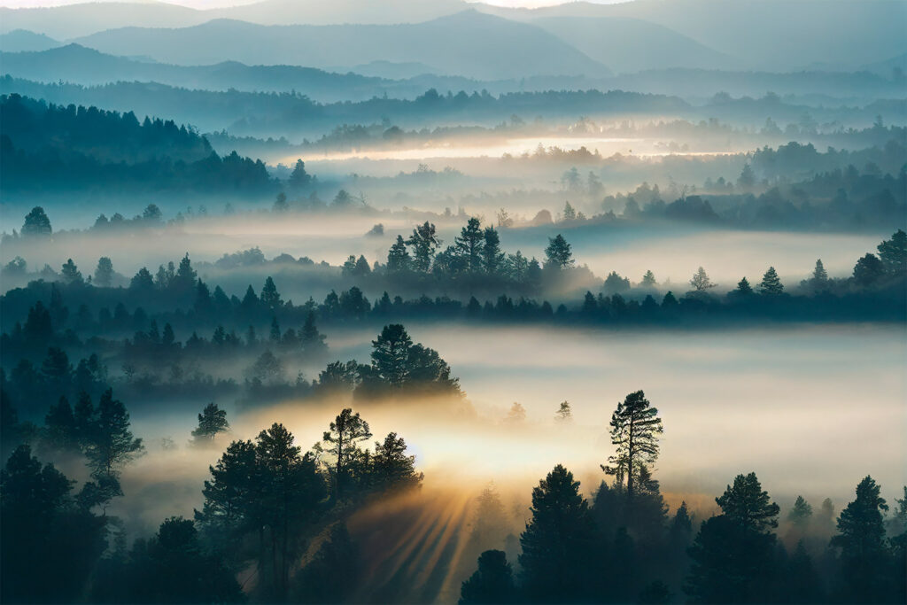 Täler im Morgenlicht — ganzes Design