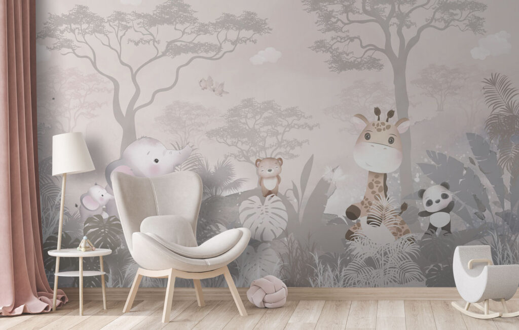 Kleine Safarifreunde in einem Interieur