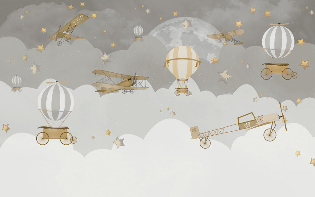 Ballons und kleine Flugzeuge — ganzes Design