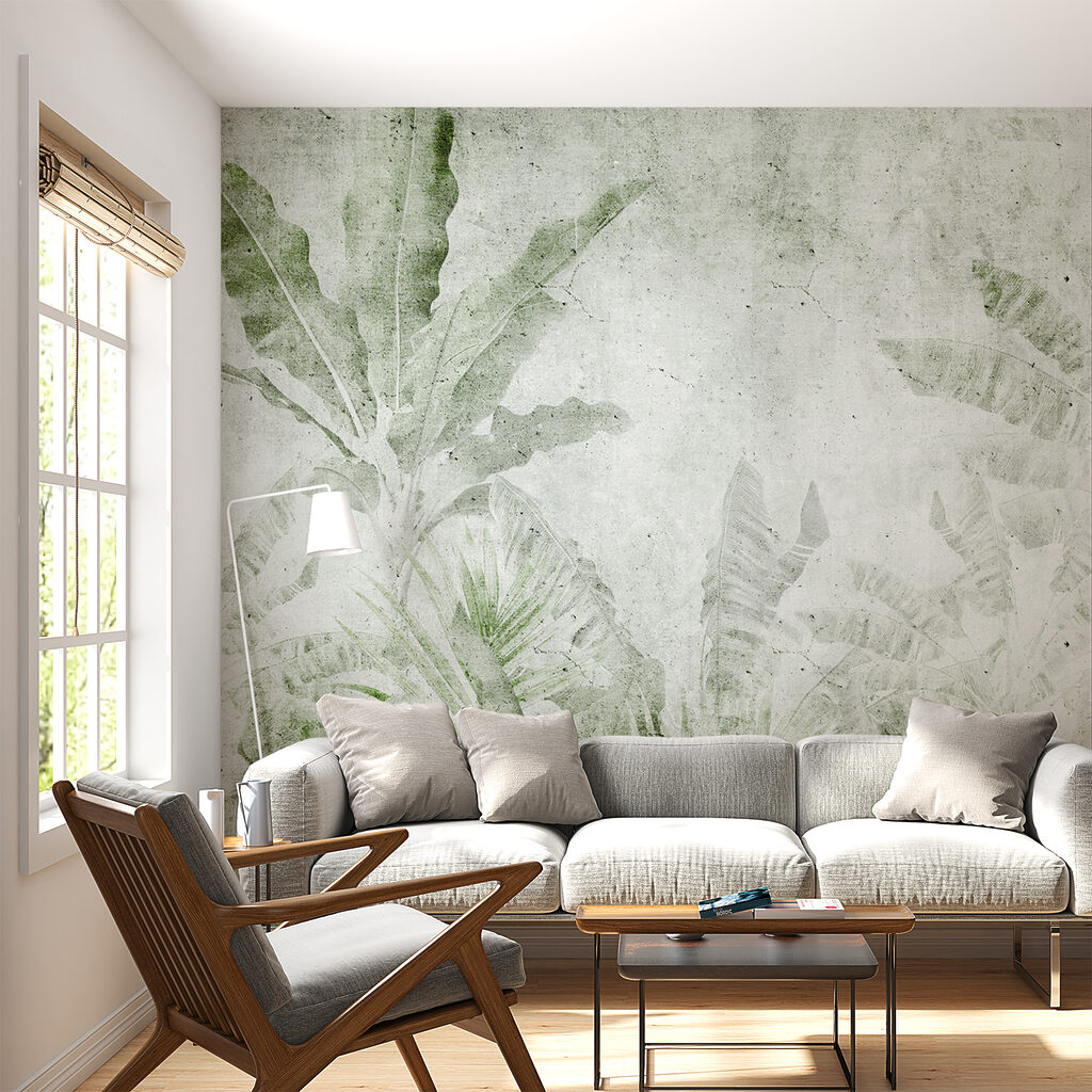 Palmblatt in alten Abdrücken in einem Interieur