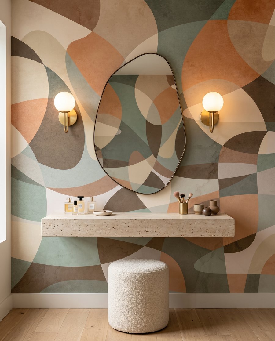 Rundungen in sanften Erdtönen in einem Interieur