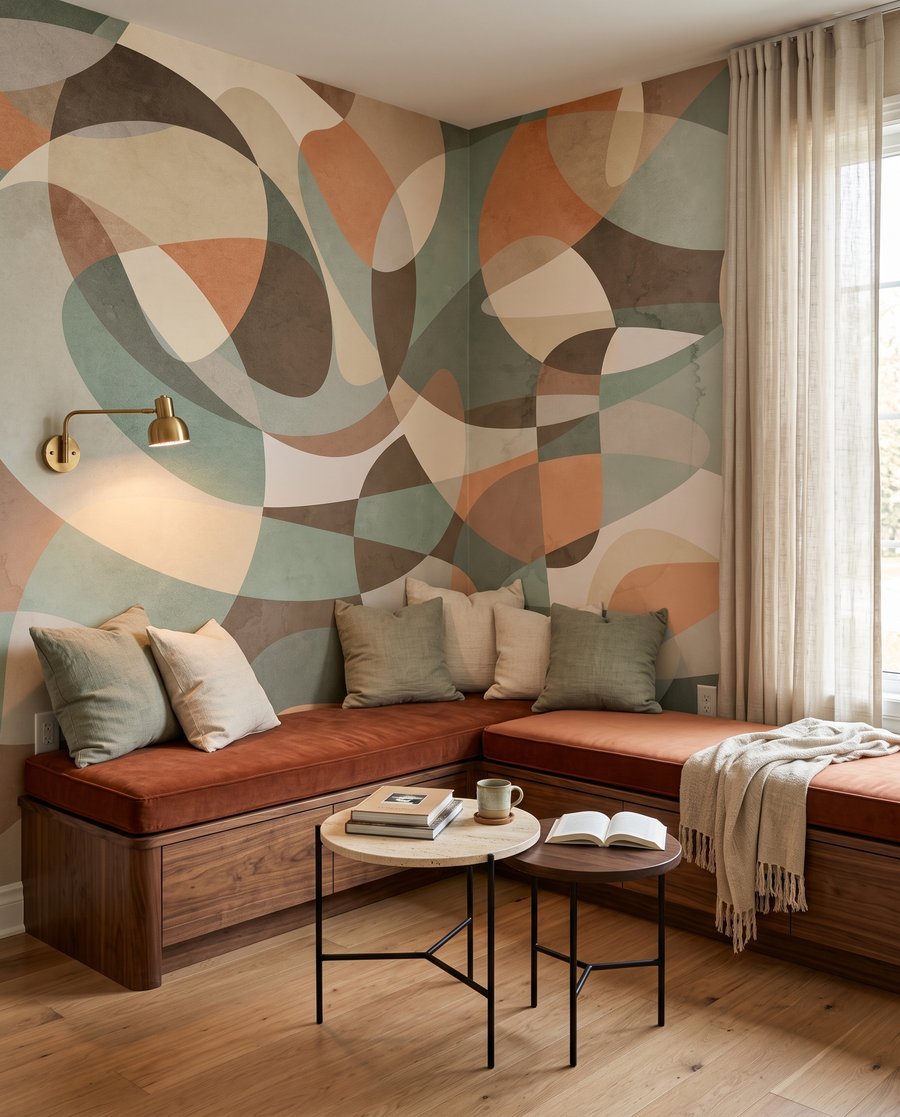 Rundungen in sanften Erdtönen in einem Interieur
