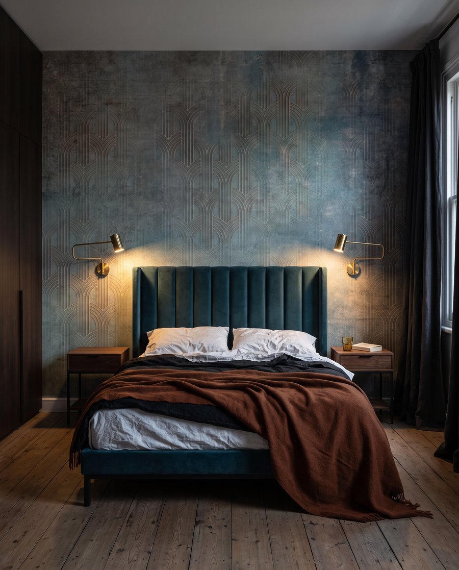 Blau mit warmen Spuren in einem Interieur