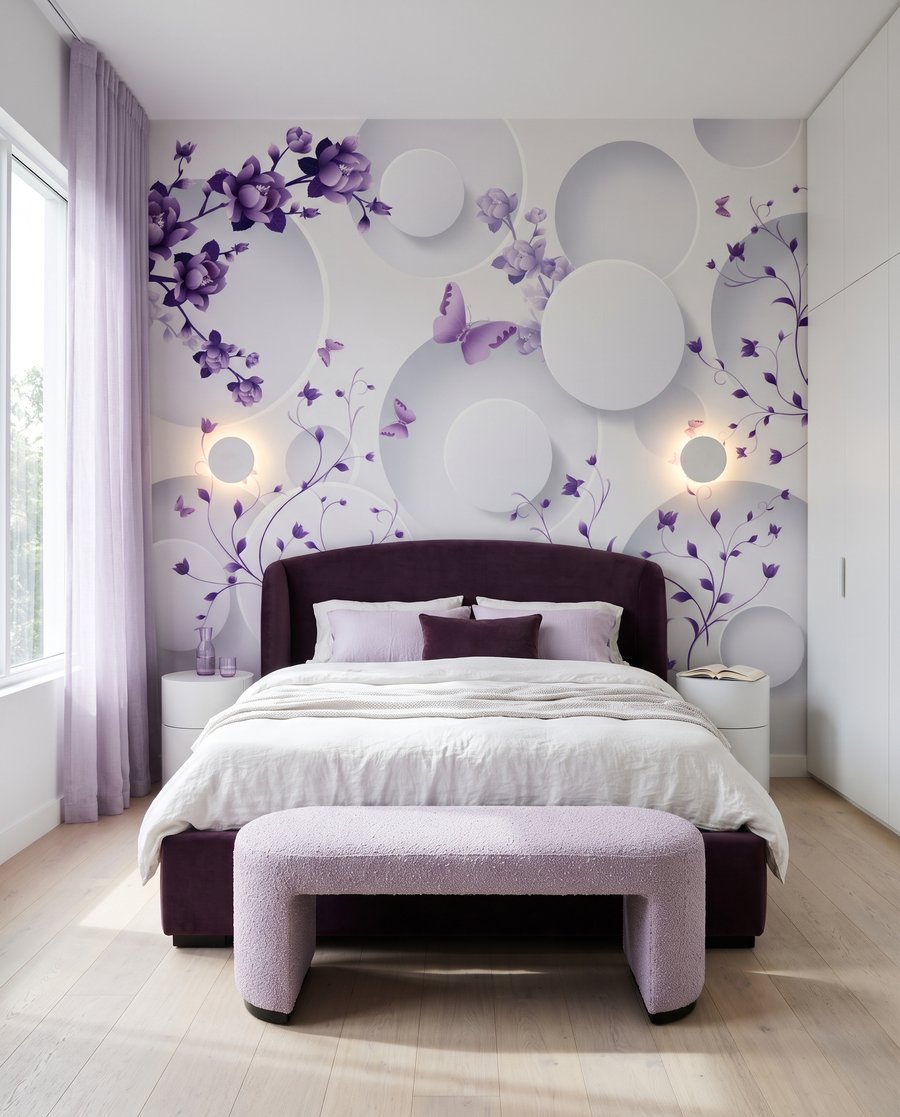 Lila Blüten zwischen Kreisen — Interieur 2