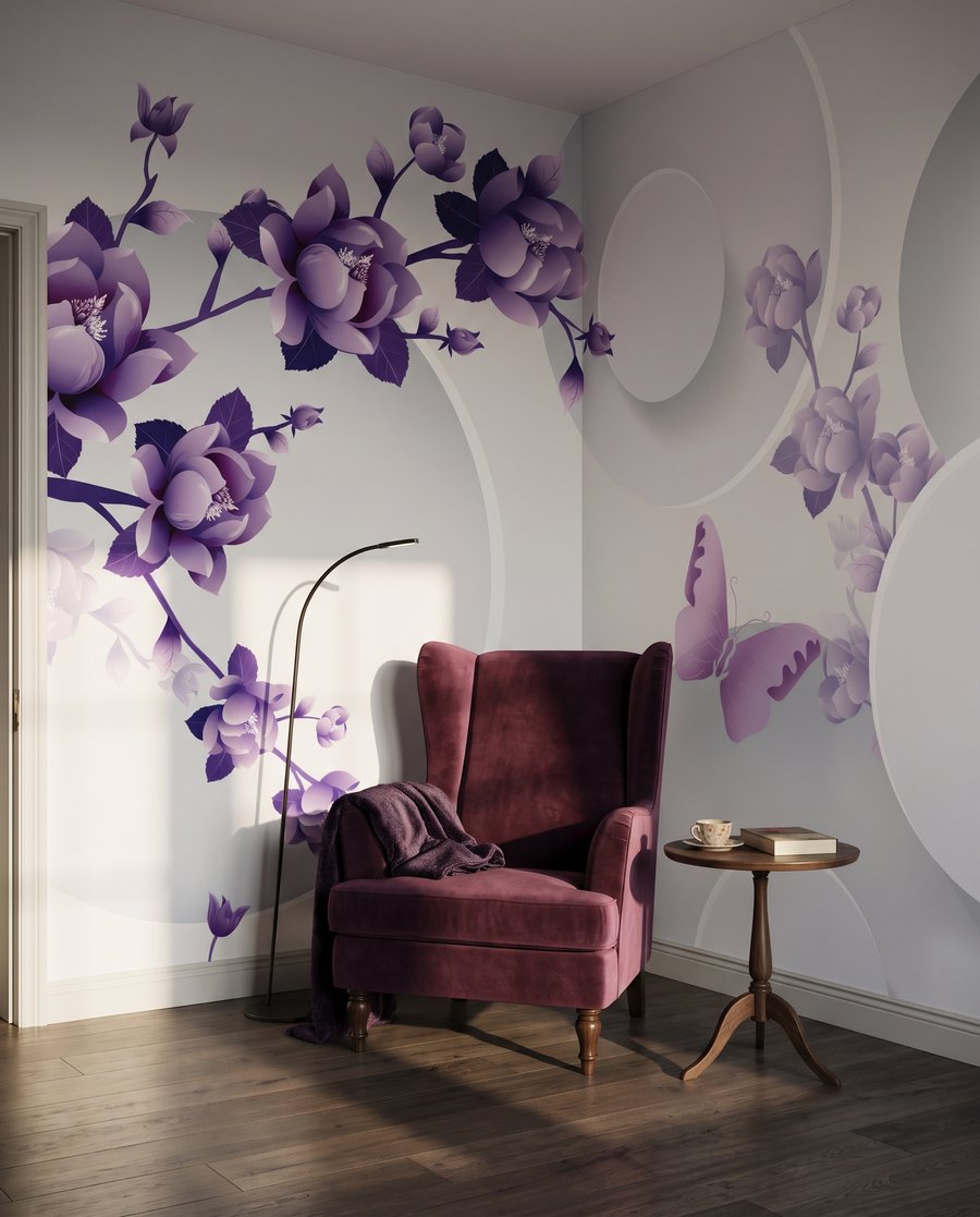 Lila Blüten zwischen Kreisen — Interieur 5