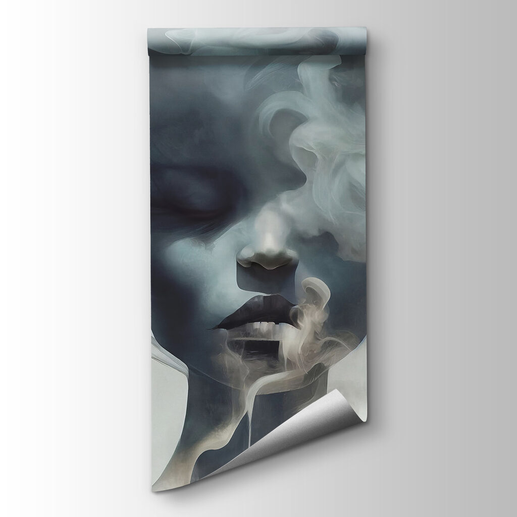 Gesicht hinter blauen Wolken — Produktansicht