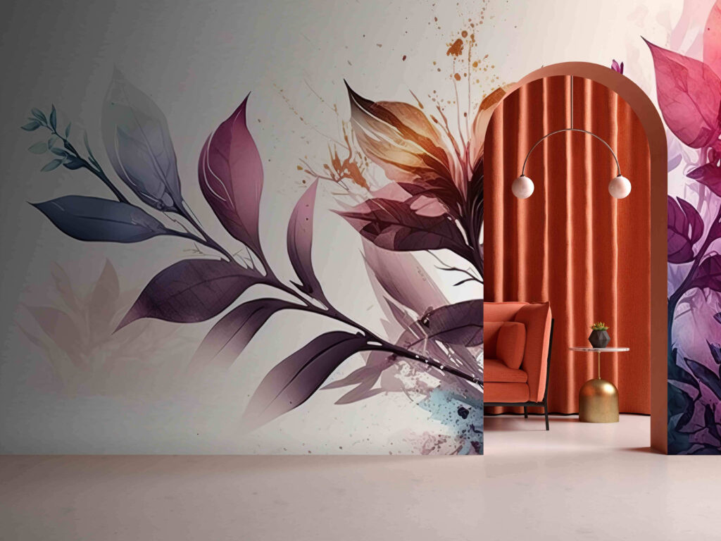 Zweig in flammenden Farben in einem Interieur
