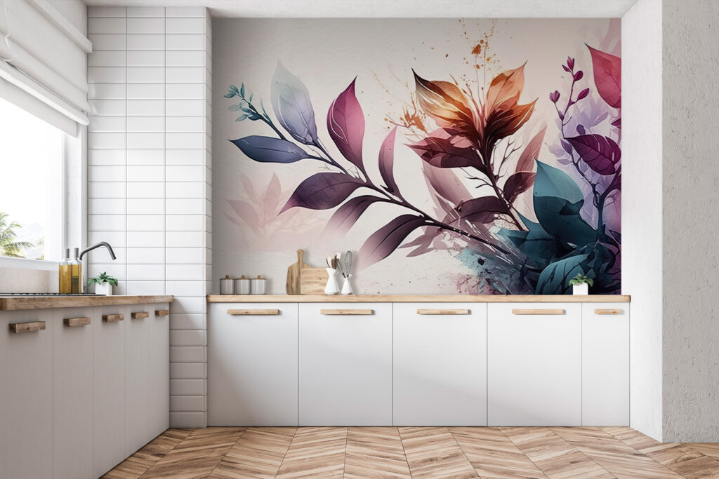 Zweig in flammenden Farben in einem Interieur