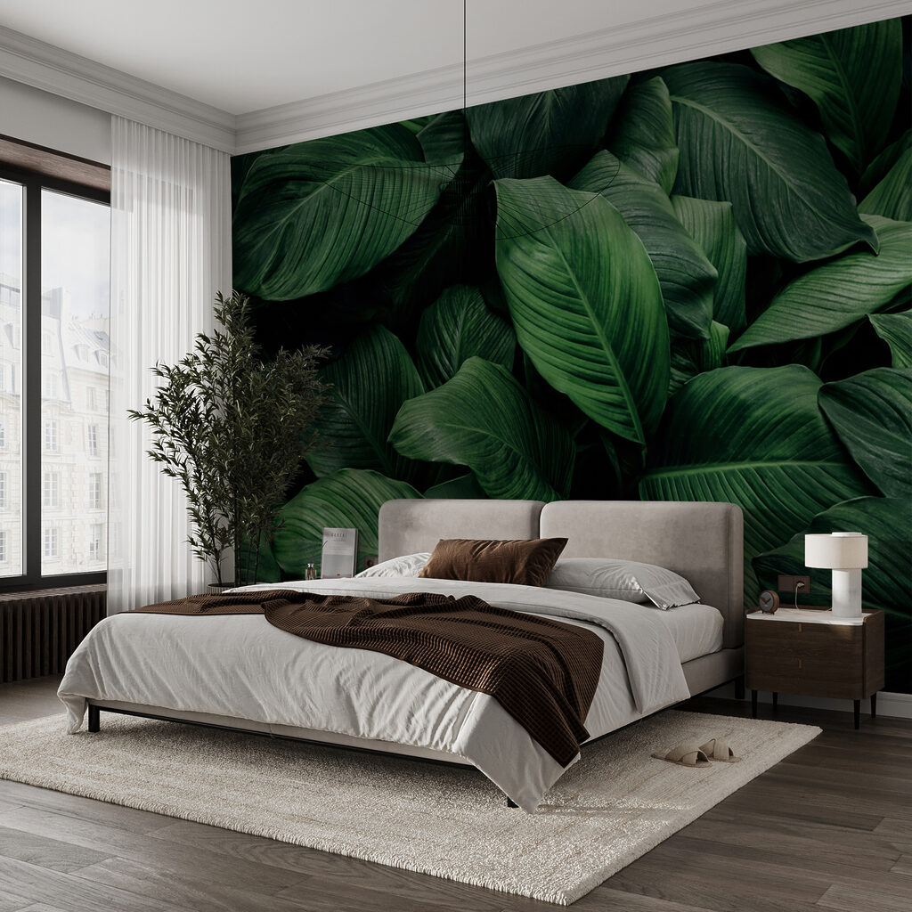 Blattadern aus tiefem Schatten in einem Interieur