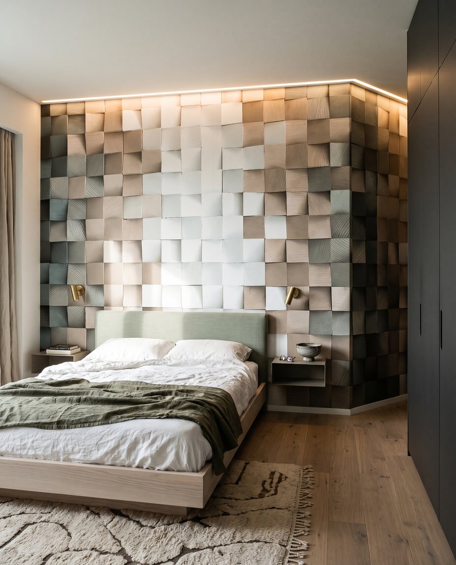 Wand aus gefalteten Quadraten — Interieur 1