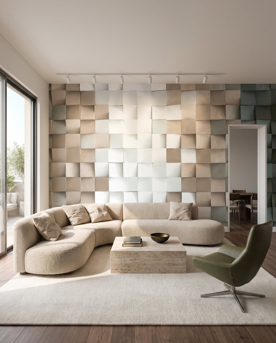 Wand aus gefalteten Quadraten — Interieur 3