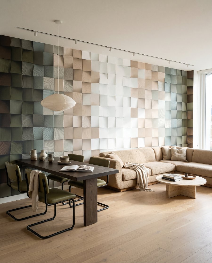 Wand aus gefalteten Quadraten — Interieur 4