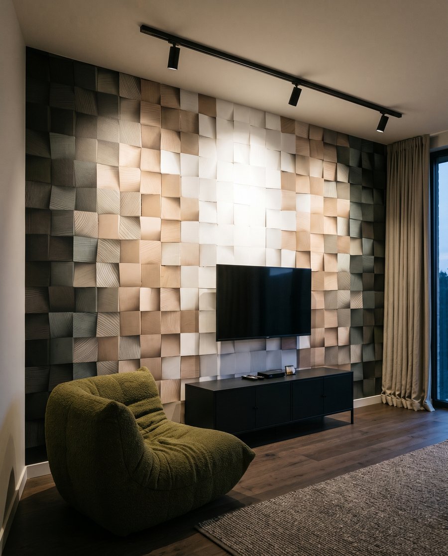 Wand aus gefalteten Quadraten — Interieur 5
