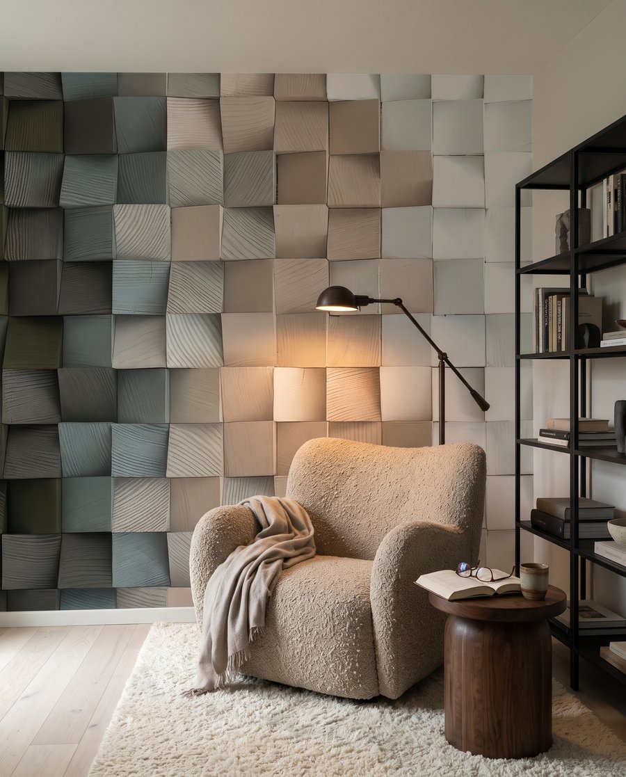 Wand aus gefalteten Quadraten — Interieur 7