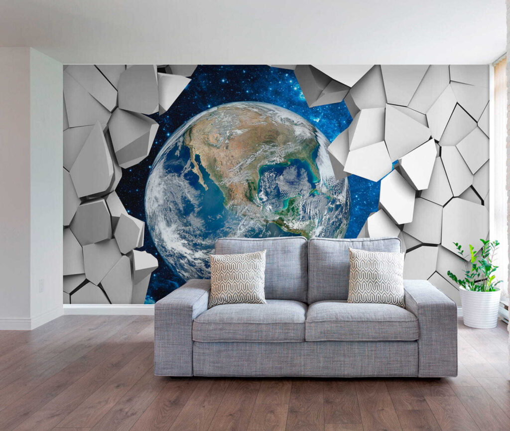 Die Erde bricht durch in einem Interieur