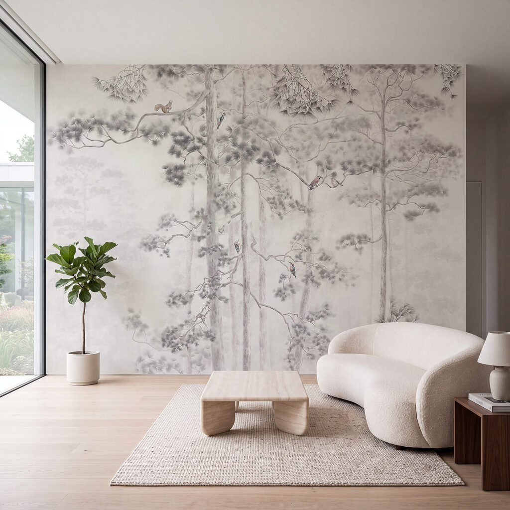 Wald aus feinen Linien in einem Interieur