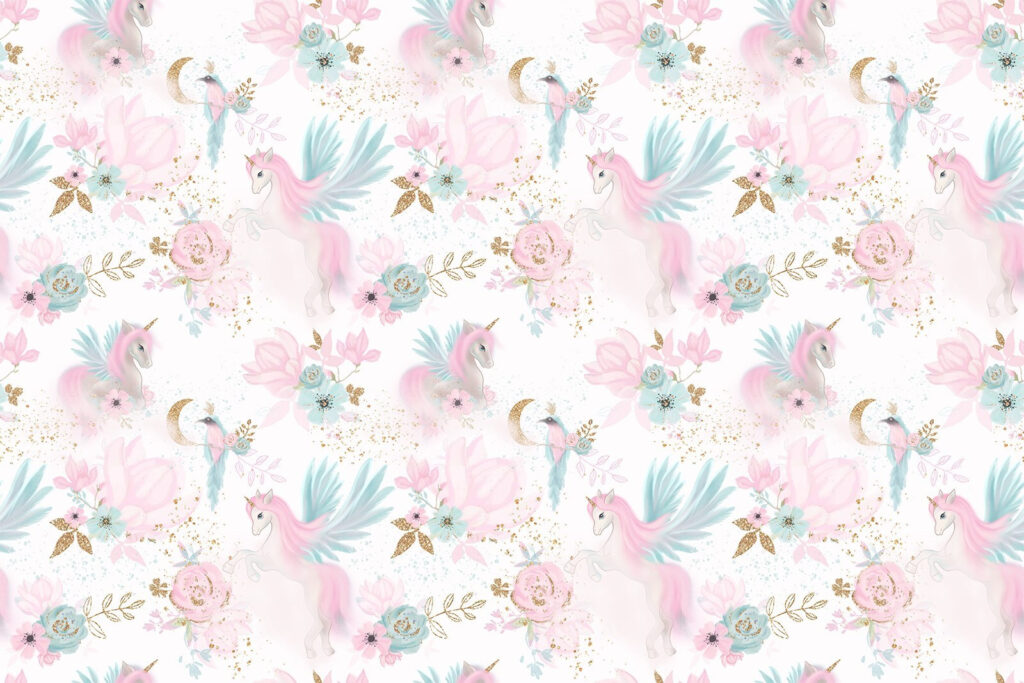 Rosa Vögel und Blüten — ganzes Design