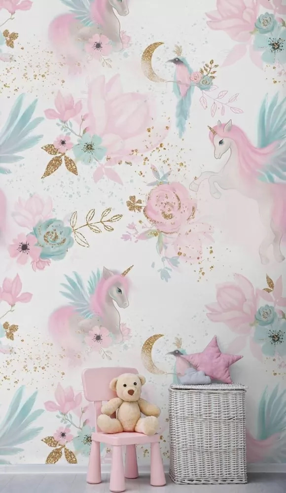 Rosa Vögel und Blüten — Interieur 1