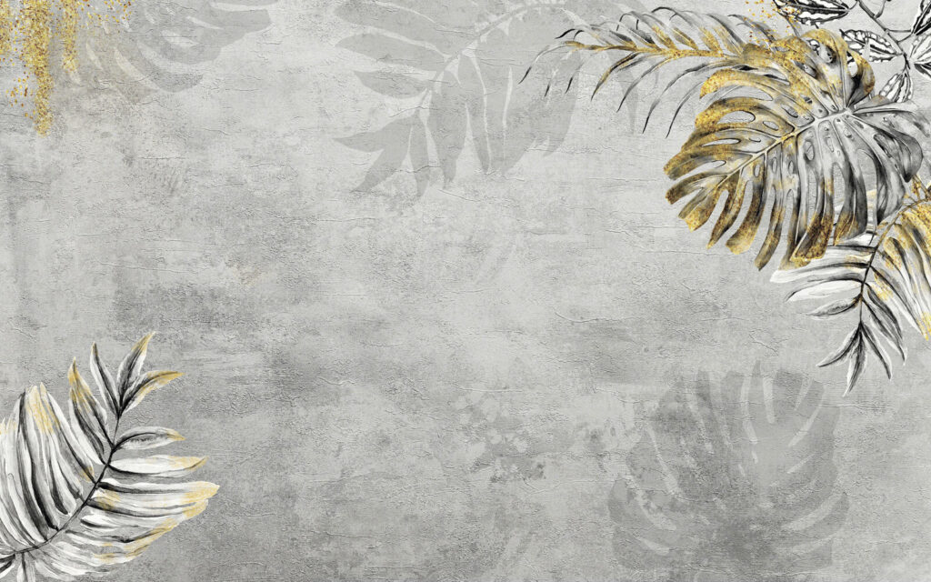 Tropenblätter auf ruhigem Grund — ganzes Design