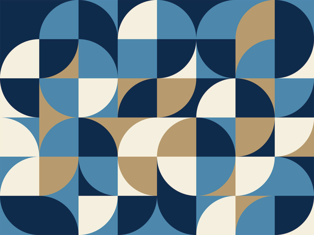 Blau-weiße Geometrie — ganzes Design