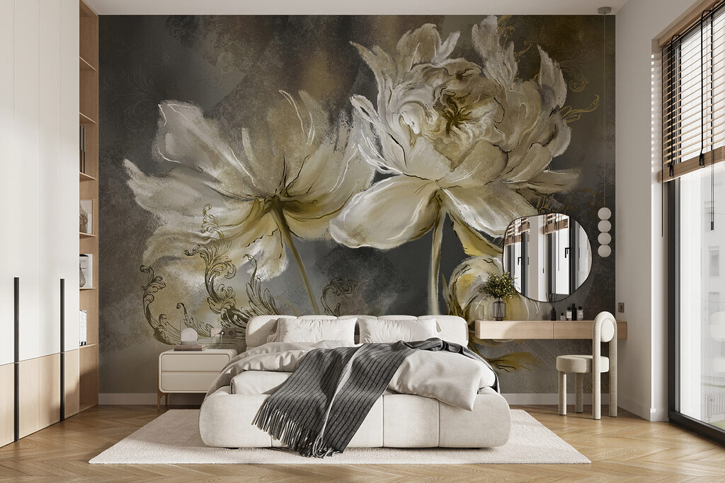 Blüten mit runden Knospen in einem Interieur