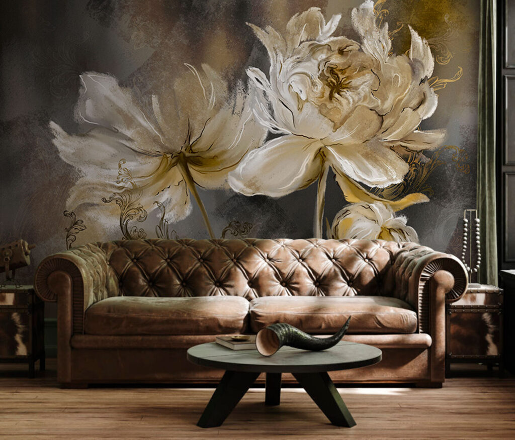 Blüten mit runden Knospen in einem Interieur