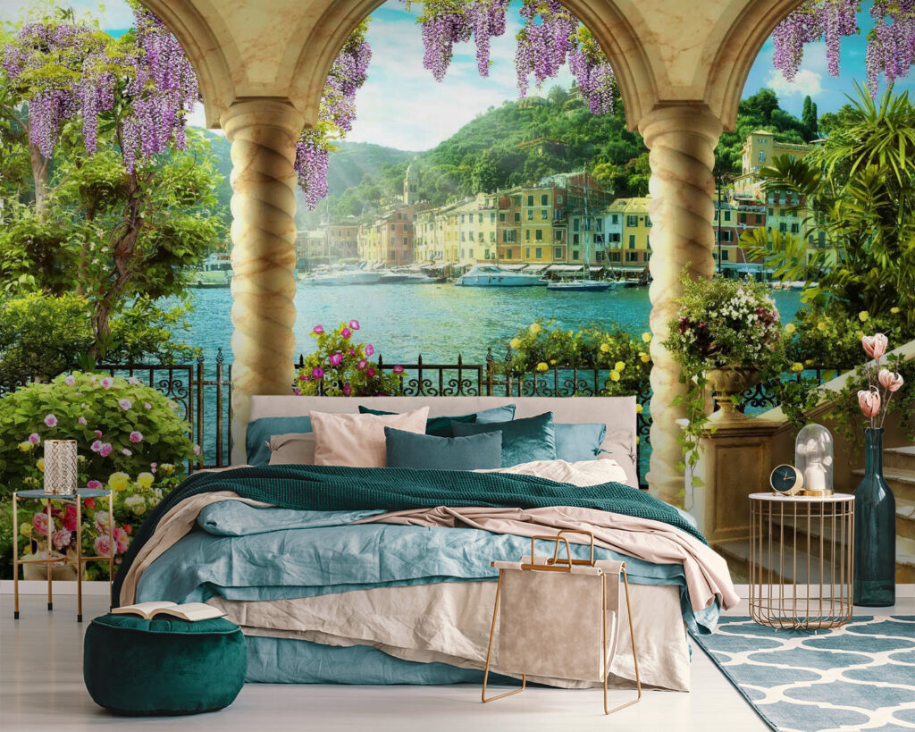 Blumenbalkon hinter goldenen Bögen — Interieur 2