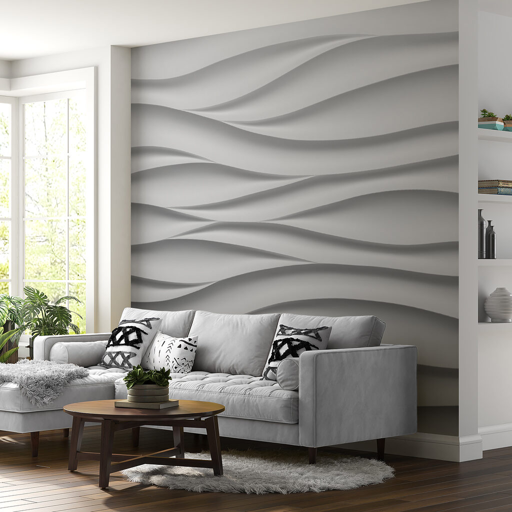 Gemächliche weiße Wellen in einem Interieur