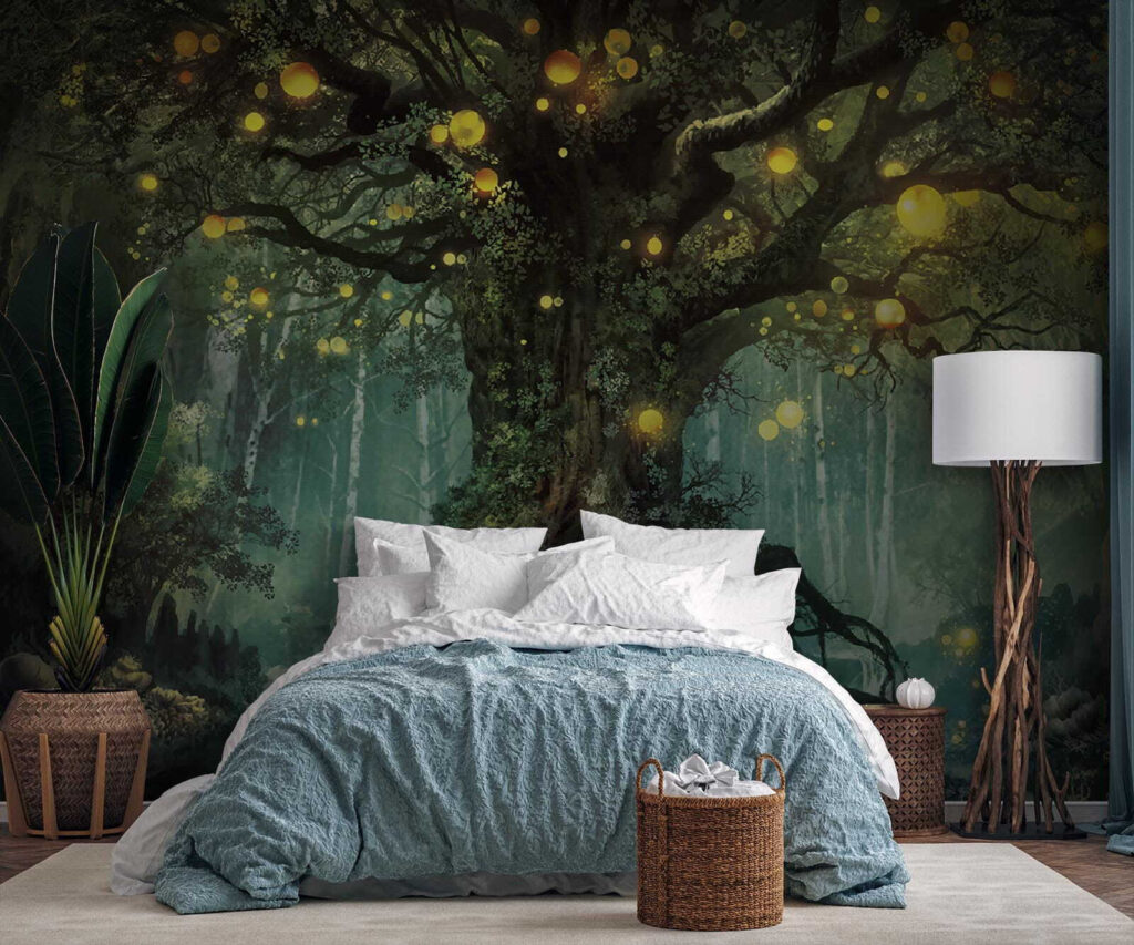 Lichter im Märchenbaum in einem Interieur