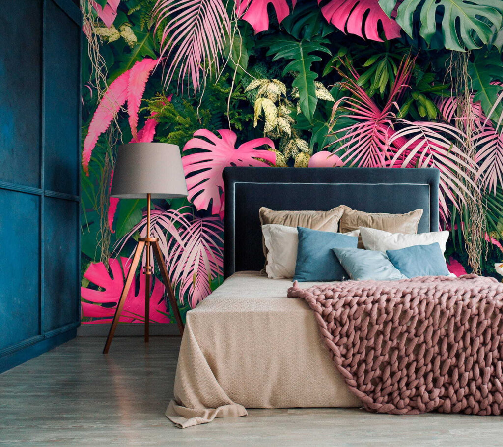 Rosa Blätter mit Tiefe in einem Interieur